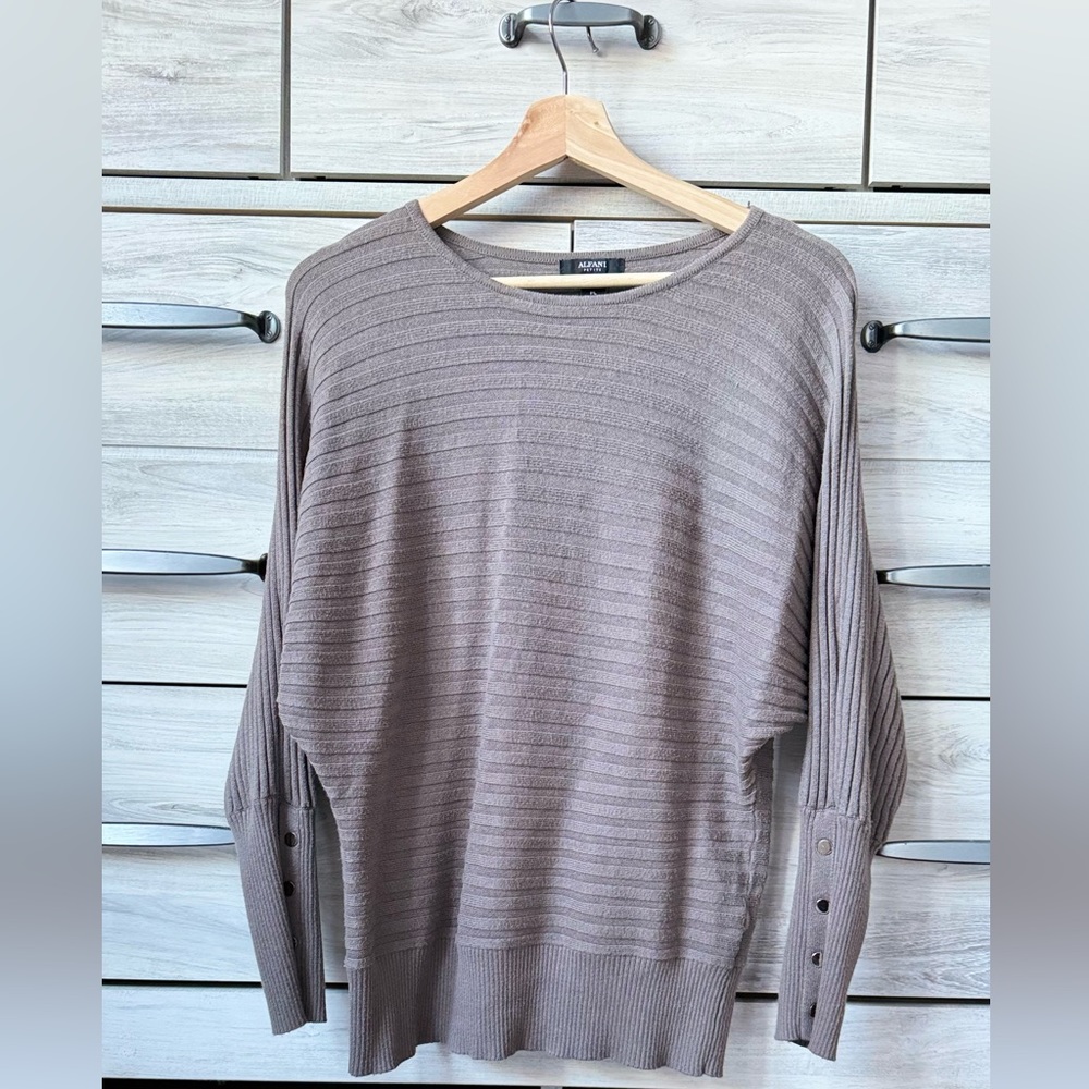 Alfani dolman ribbed button cuff sweater size L